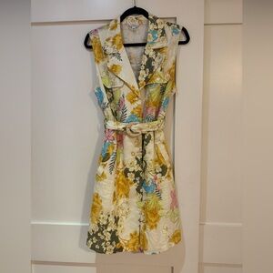 Guess Floral Collared Mini Dress - Cream Yellow Blue Pink